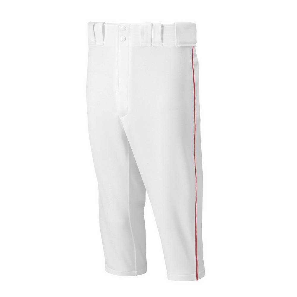 Mens Mizuno Premier Short Piped Baseball Pants White/Red Philippines (FKQTBY265)